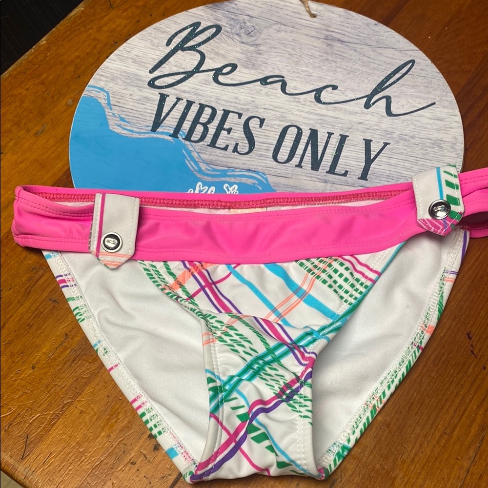Candie's Pink and Multicolor Plaid Bikini Bottom Small NWT